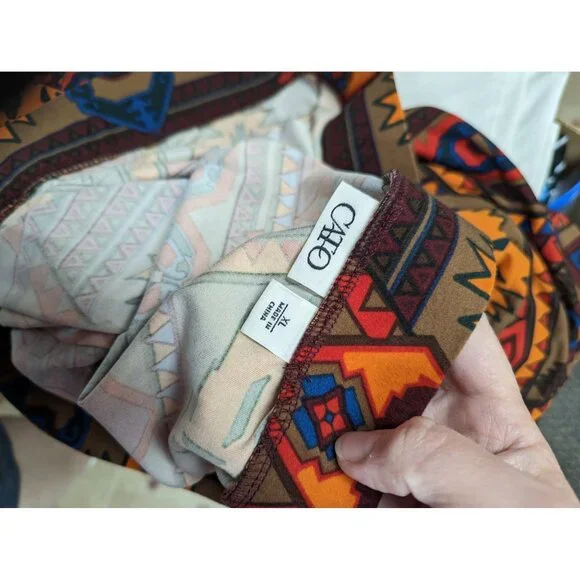 Catos Size XL Skirt Maxi Orange Brown Red Blue Aztec Design Soft - Picture 3 of 5